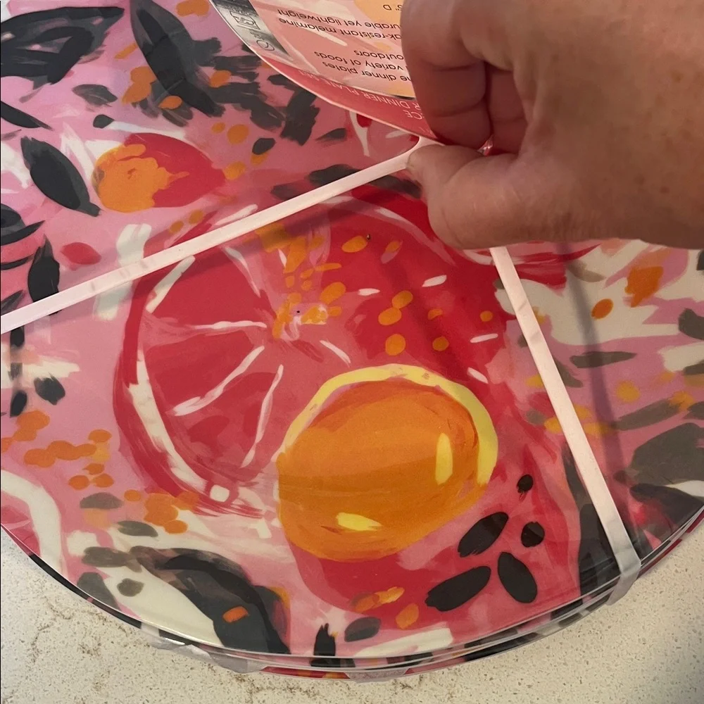 Tahari Home Pink and Orange Dinner Plate Set